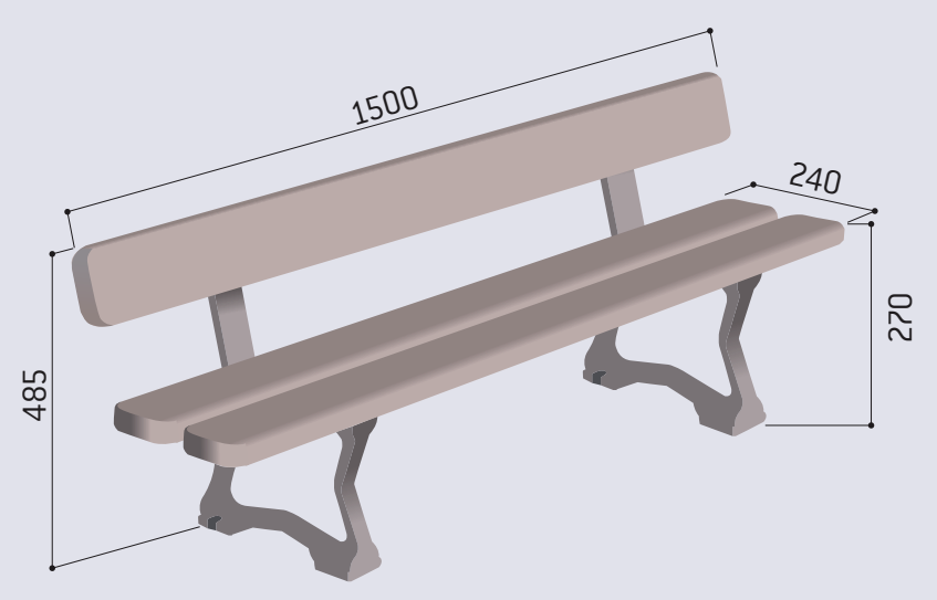 Banc extérieur en bois Rondo